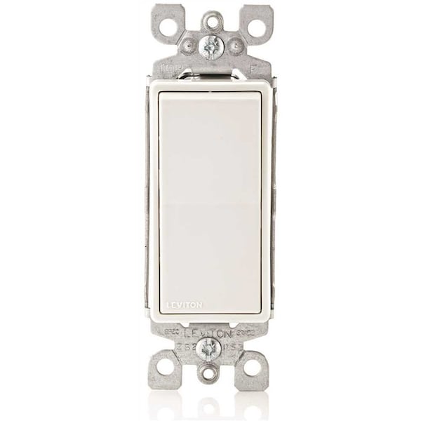 Decora 15 Amp Single Pole Rocker AC Quiet Light Switch, White, 10PK